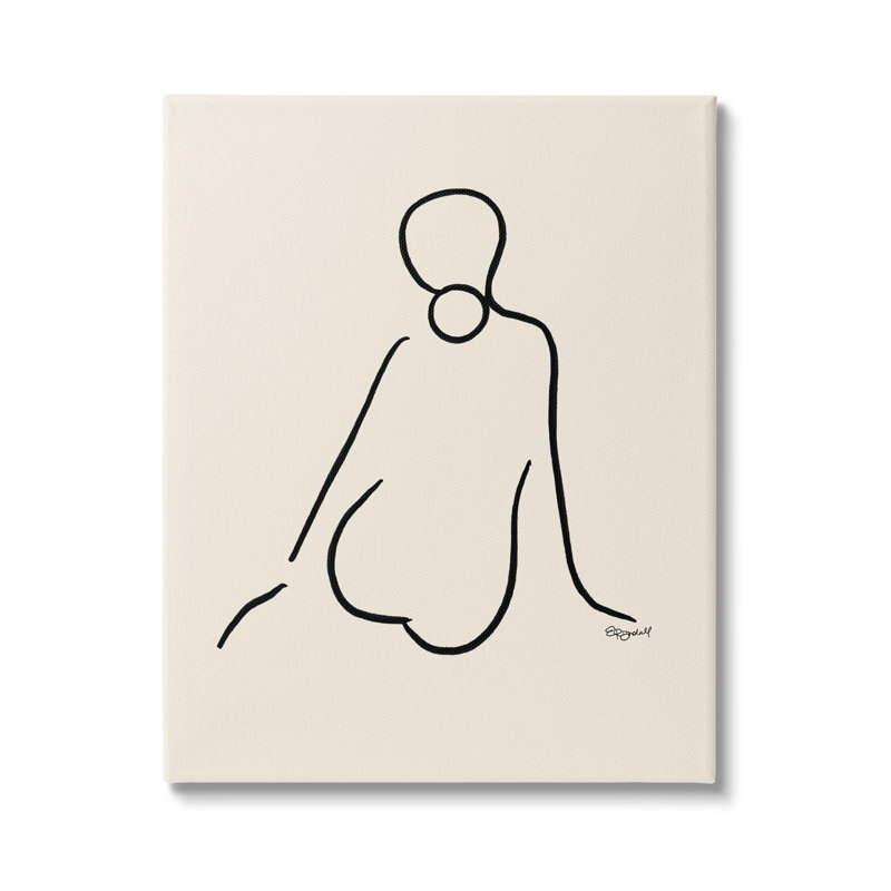 «Femelle assise sur une ligne de griffonnage», impression sur toile tendue, H 30 po x l 24 po x P 1,5 po