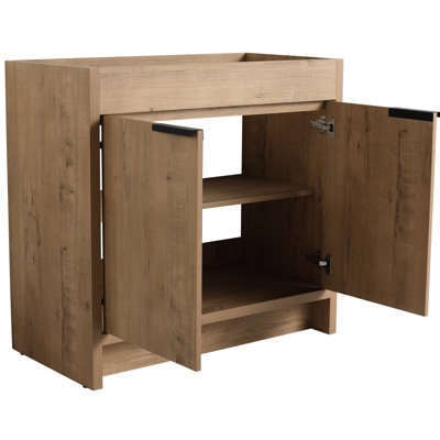 Modern Bathroom Vanity 36" With Spacious Interior - Imitative Oak Bvb02436imo Freestanding Soft-Close Cabinet Doors Style Color