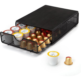 Coffee Pod Holder Compatible With K Cup,Coffee Capsules Oragnizer,Coffee Pod Storage Drawer, 20 K Pods Or 35 Pods Organizer, Black,Great For Small Space Counters.