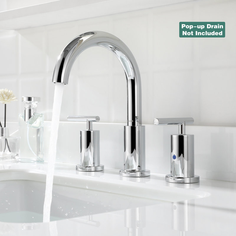 Widespread 2 Handles Bathroom Faucet with Water Supply Lines, Polished Chrome, Without Pop Up Drain