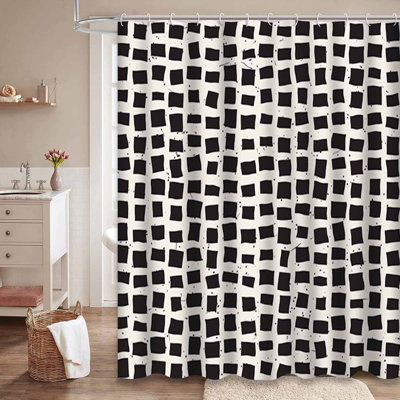 Rideau de douche blanc sans couture à 12 crochets