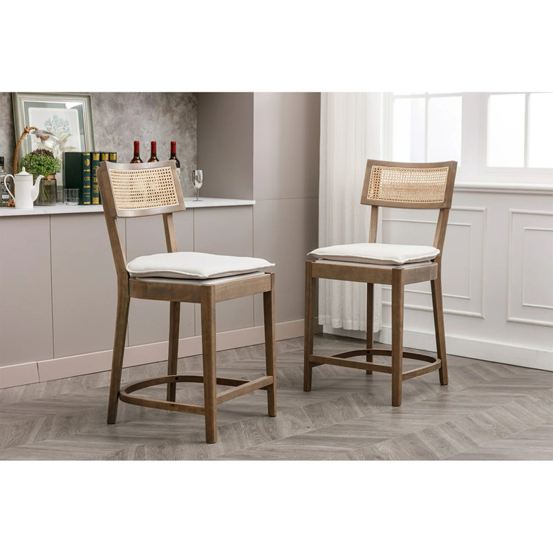 Tabouret de comptoir Curve Cane, Naturel