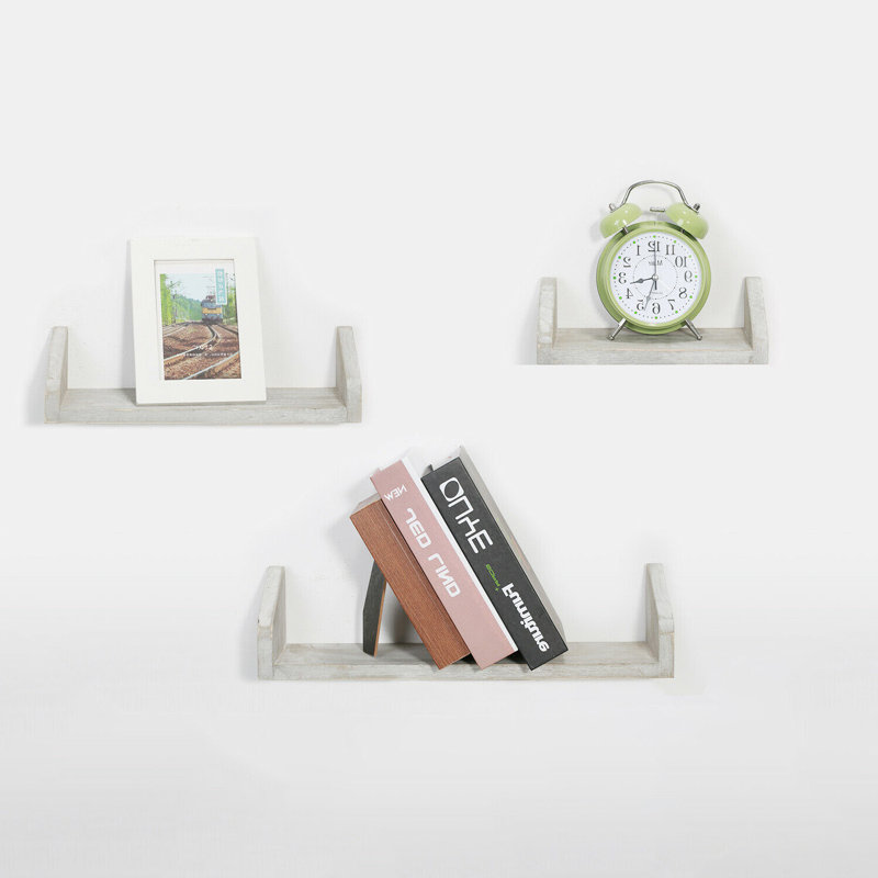 Elef 3 Piece Solid Wood Floating Shelf