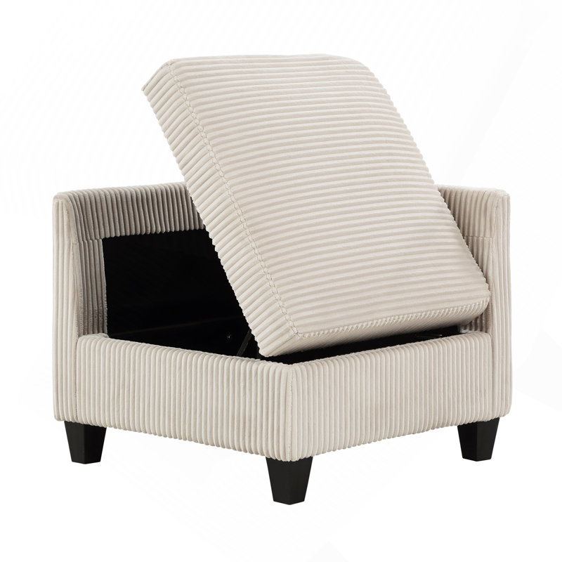 Mobilier de salon siège d'angle beige avec rangement en tissu velours côtelé 1 pièce modulaire, Beige