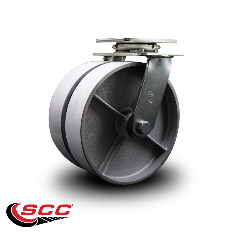 8 Inch Dual Semi Steel Wheels Swivel Caster with Roller Bearing Service Caster