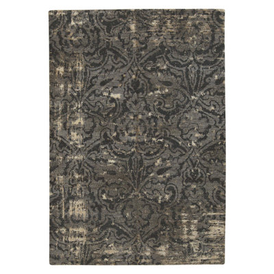 Hand Knotted Area Rug in Dark Gray
