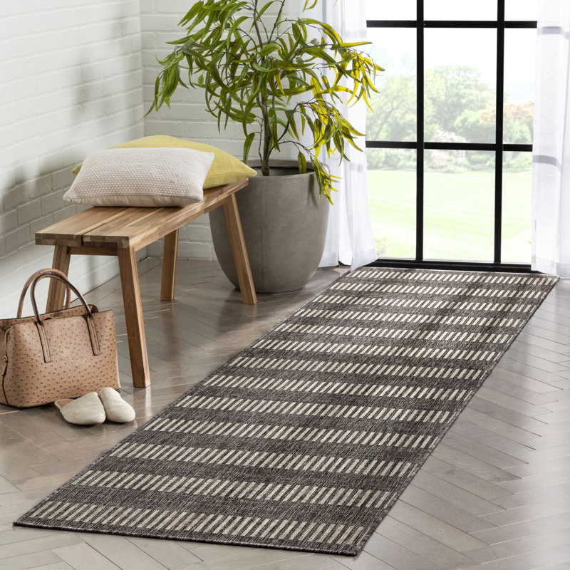 Well Woven Medusa Stria Geometric Flat-Weave Indoor/Outdoor Area Rug, Runner 80 x 300cm