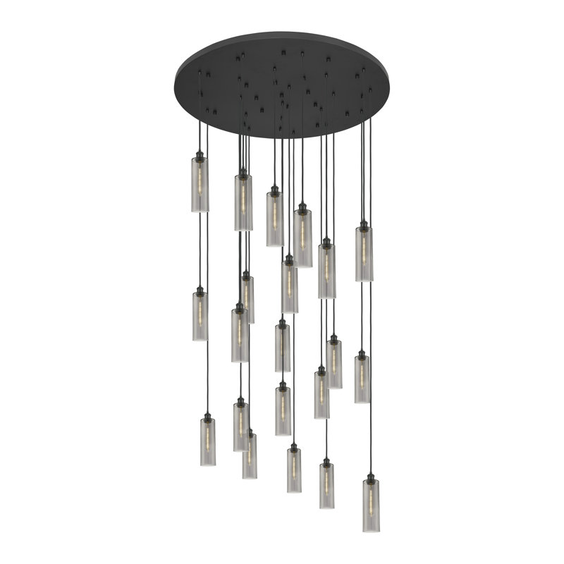 Caius - Luminaire suspendu suspendu à 21 lumières 48 po, Noir mat, Tourbillon déco