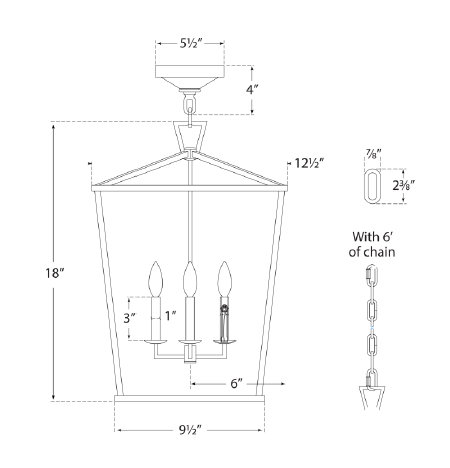 Chapman & Myers Darlana Lantern, Aged Iron, 18" H x 12.5" W x 12.5" D