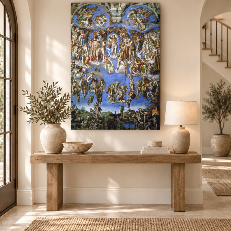 Art mural sur toile Michelangelo, Le Jugement dernier Renaissance, 45" H x 30" W