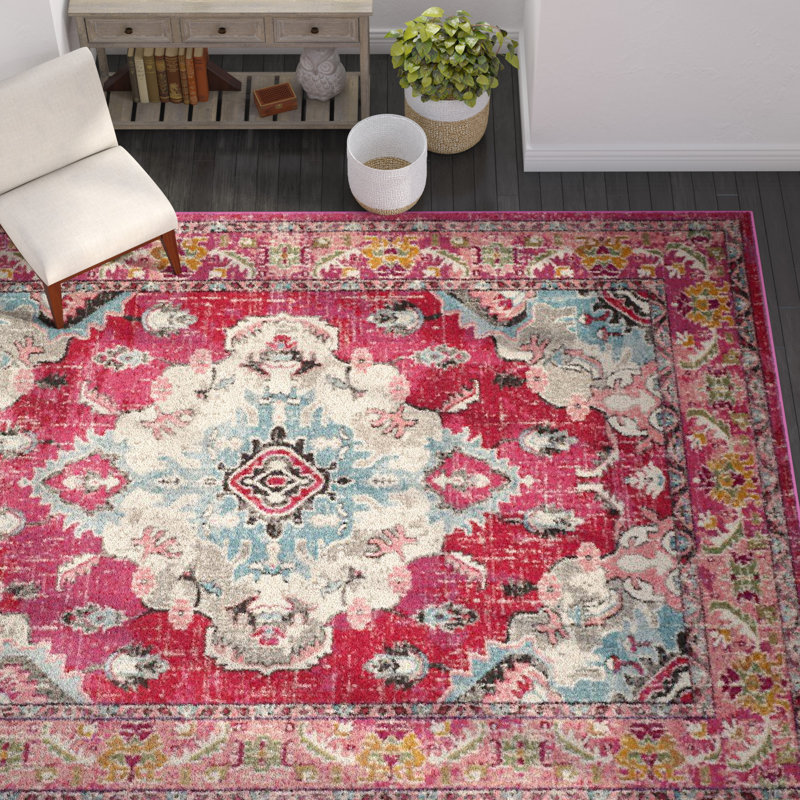 Almyra Oriental Area Rug, Rectangle 6'7" x 9'2", Pink/Multi