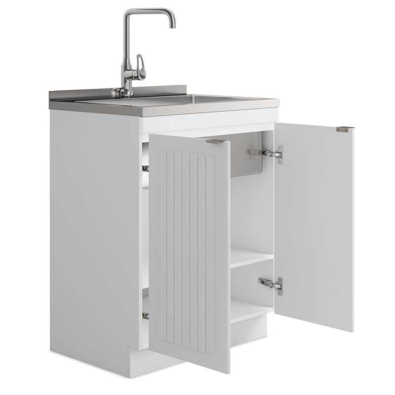 Armoire de buanderie avec robinet et évier en acier inoxydable