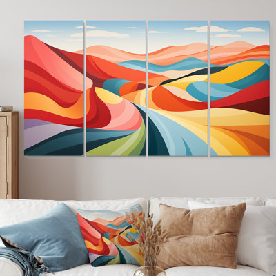 Ensemble de 4 pièces d'art mural minimalistes multicolores campagnard