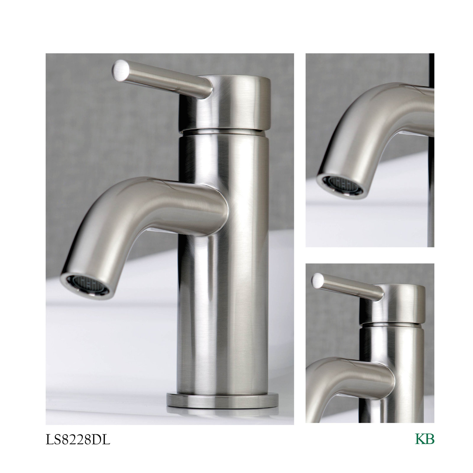 Kingston Brass Concord Single-Handle 1-Hole Deck Mount Bathroom Faucet with Push Pop-Up, Brushed Nickel