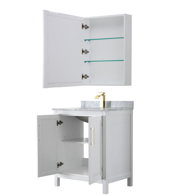 Daria 30'' W Single Vanity, White, Brushed Gold