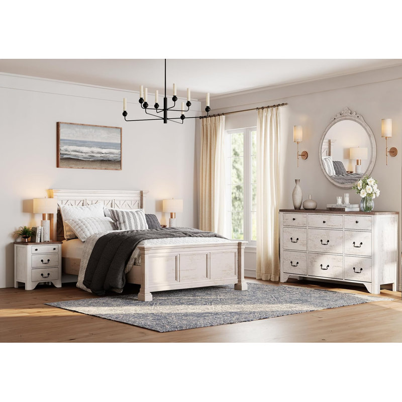 Ensemble de commode et table de chevet 2 tiroirs en bois 2 pièces pour chambre à coucher, commode minimaliste moderne, table de bout avec station de charge