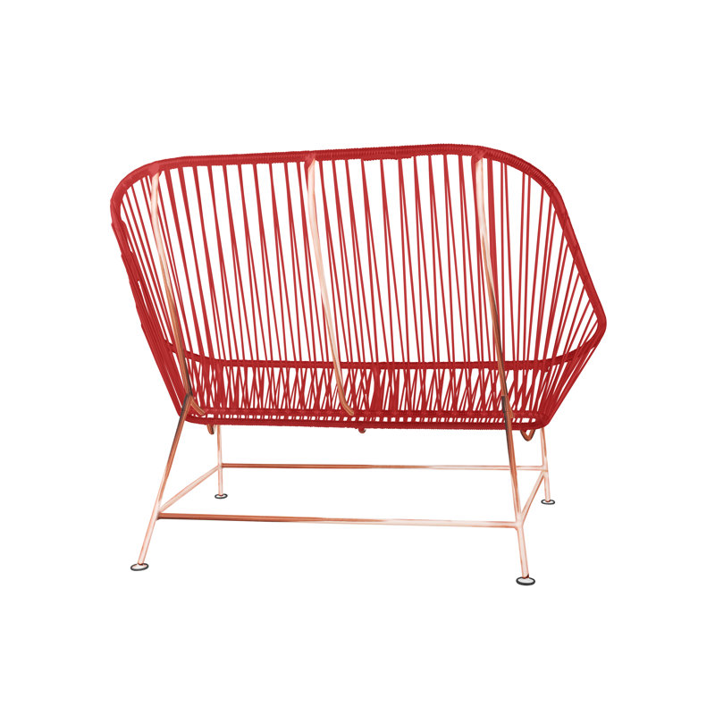InLove Indoor/Outdoor Handmade Loveseat, Red/Copper