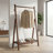 Heavy-Duty A-Shaped Solid Pine Wood Clothes Rack, Foldable Garment Stand with Storage Shelf & Side Hooks - Walnut