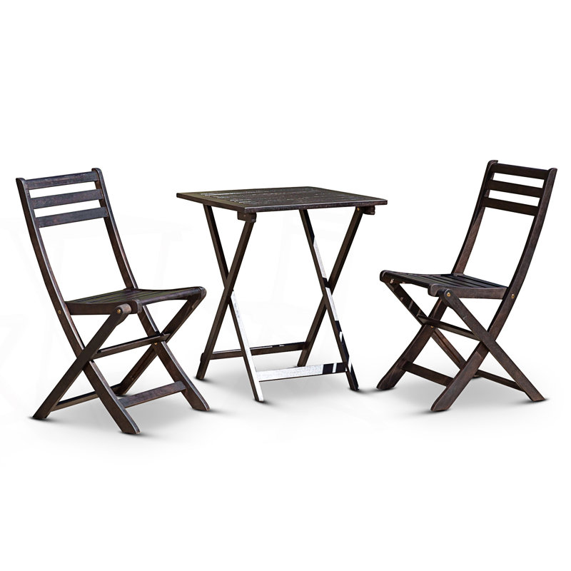 Ensemble bistro 3 pièces, table carrée et chaises, Espresso