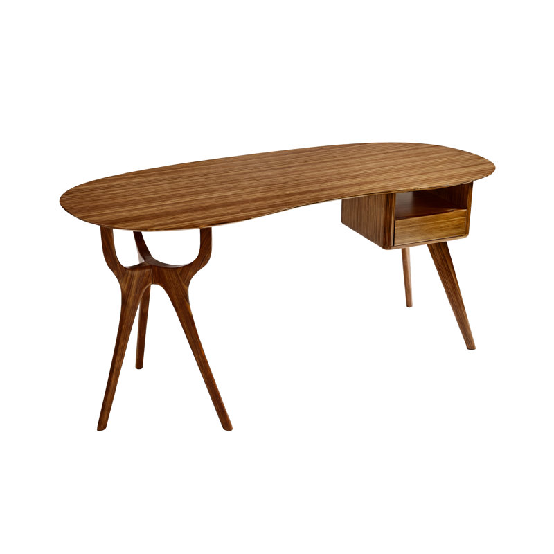 Bureau Cyrus en bois massif de bambou durable, conception sculpturale moderne, finition cuivre, Cuivre