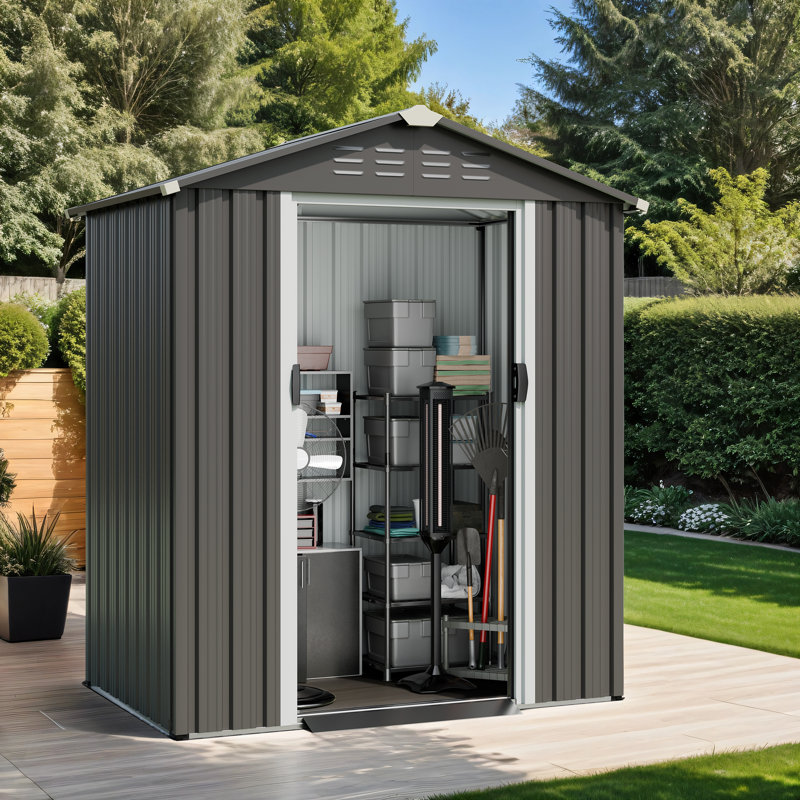 Remise de rangement en acier avec fenêtre, H 71,3 po x l 59,1 po x P 29,5 po