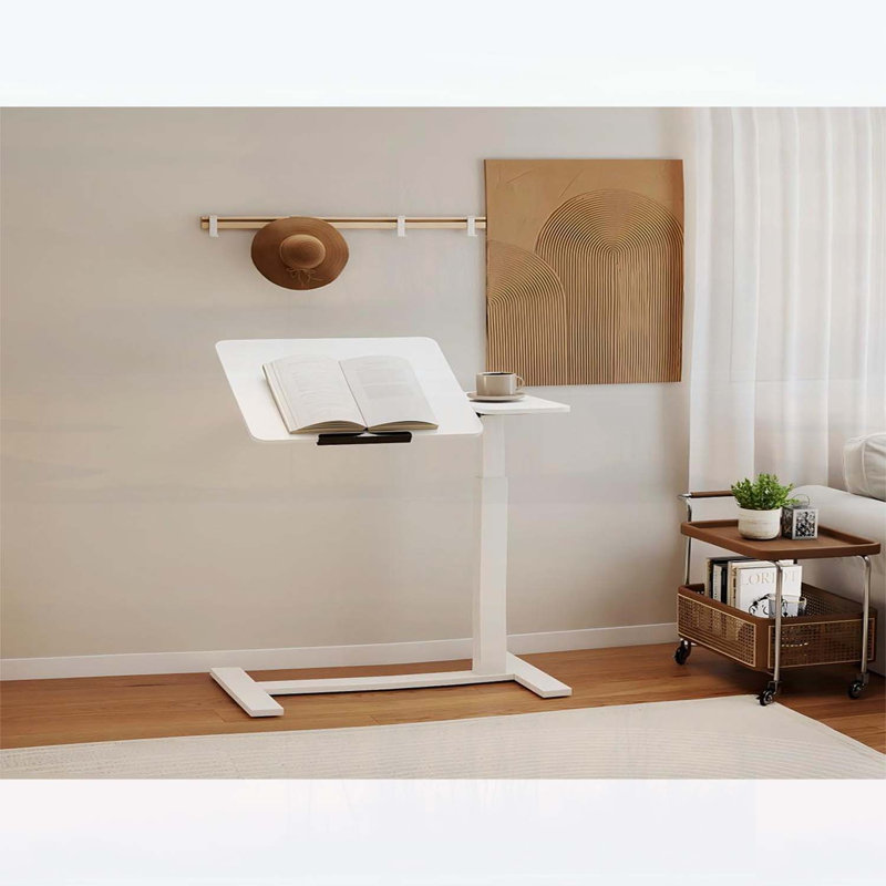 Table de chevet avec lit rabattable et 4 roulettes, White