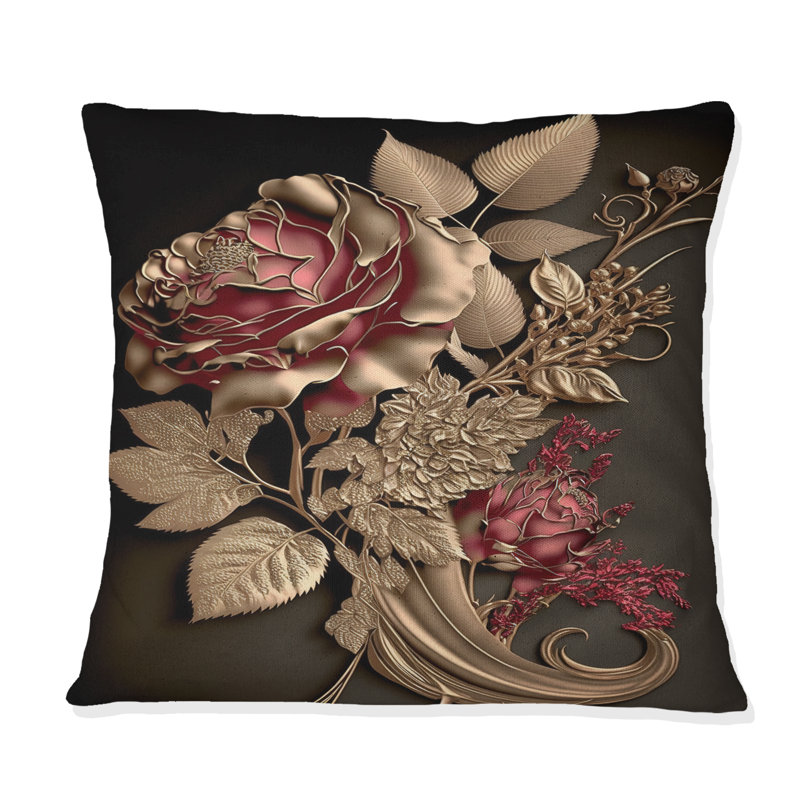 Gilded Rose Vintage Glam I - coussin à imprimé floral, H 18 po x l 18 po