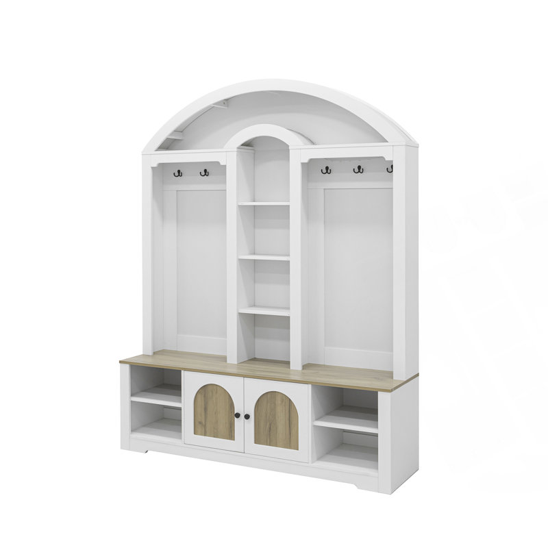 Garde-robe / garde-robe multifonctionnel avec porte-chaussures, cintres et crochets, Blanc