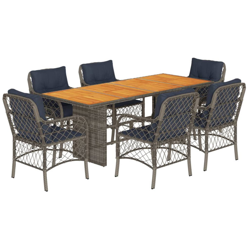  Garden Dining Set Grey, Navy Blue, Navy Blue, Gray