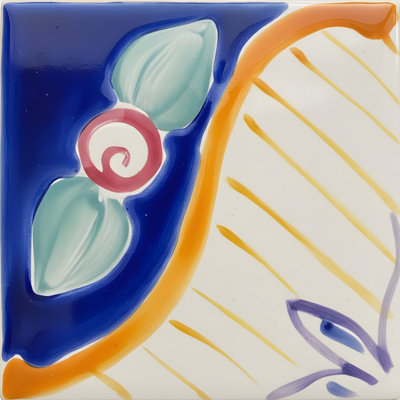 Mediterranean 4'' x 4'' Hand Painted Ceramic Decorative Accent Tile