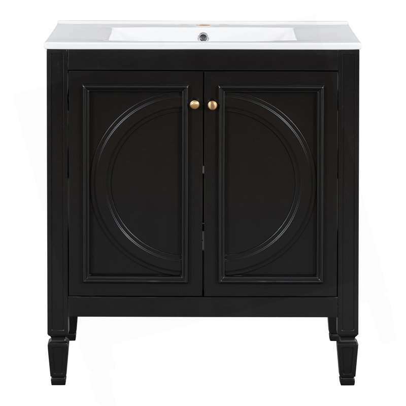 Meuble-lavabo élégant avec lavabo offrant beaucoup de rangement et une conception fonctionnelle pour une salle de bain moderne.
