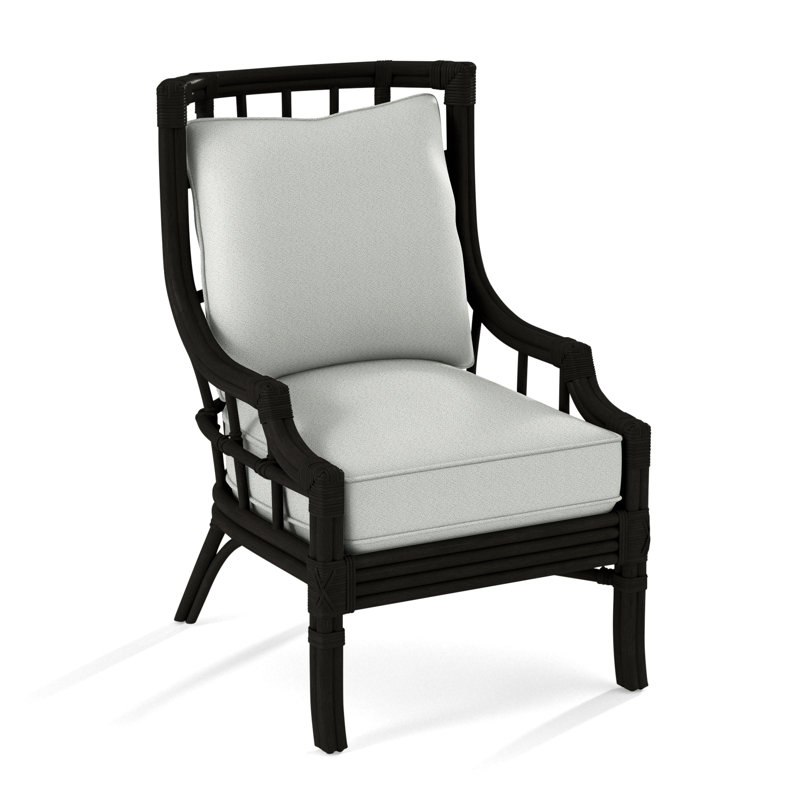 Fauteuil large 28,5 po Seville, Tissu beige performant - 0851-73, Noir antique