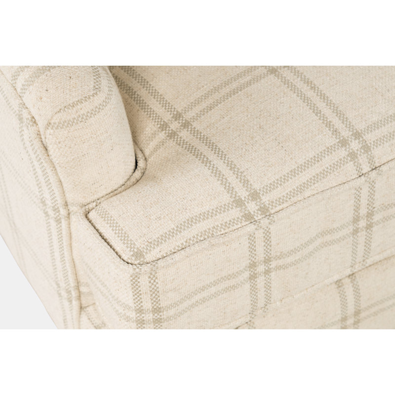 Alexys Upholstered Wingback Chair, Parchment Plaid