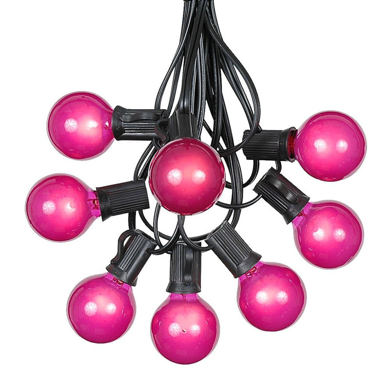 Patio Outdoor 25 - Bulb 25'' Plug-in Globe String Light, Frosted White, Black