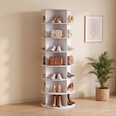23.2" W 7-Tier Rotating Shoe Rack, 28 Pair Shoe Organizer