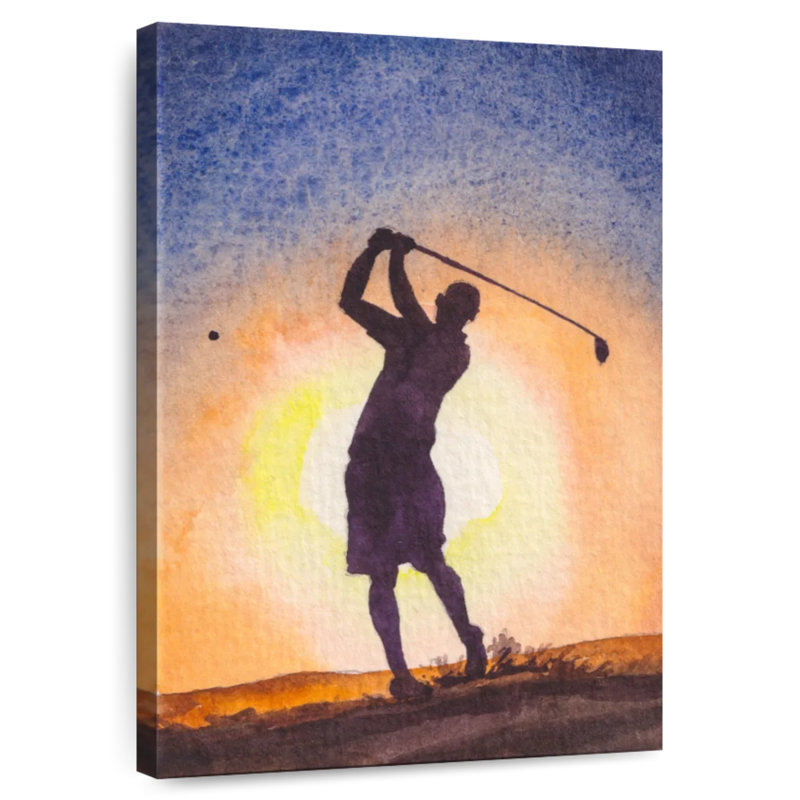 Golfeur de Senne au coucher du soleil, H 45 po x l 30 po