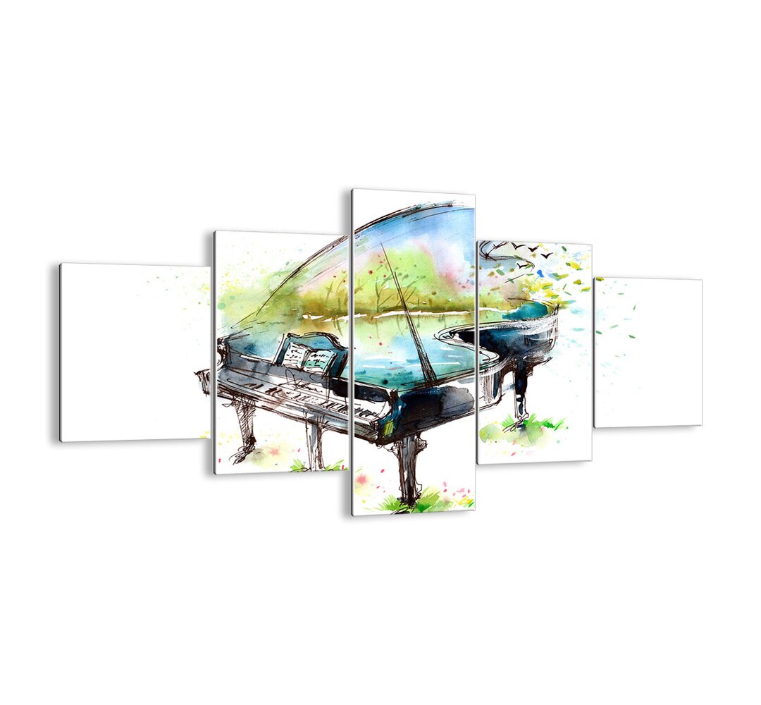 5-tlg. Glasbilder-Set - Grafikdruck „Enchanted in Music”