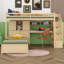  Lit mezzanine simple au-dessus de simple Karanfila avec bureau intégré et escalier, avec compartiments de rangement et tablettes-642871287