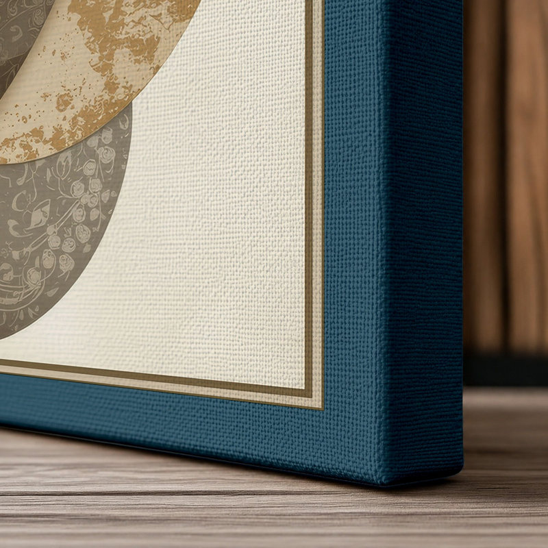 Lotus and Leaves Botanical - Wrapped Canvas, 30x20 - 76.2 x 50.8 cm, Teal Border