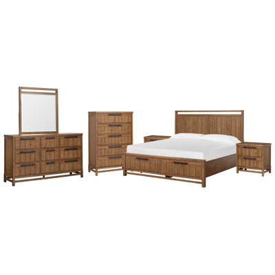 Gragg Queen Panel Storage Bed 2 Nightstands Drawer Dresser With Portrait Mirror And Drawer Chest