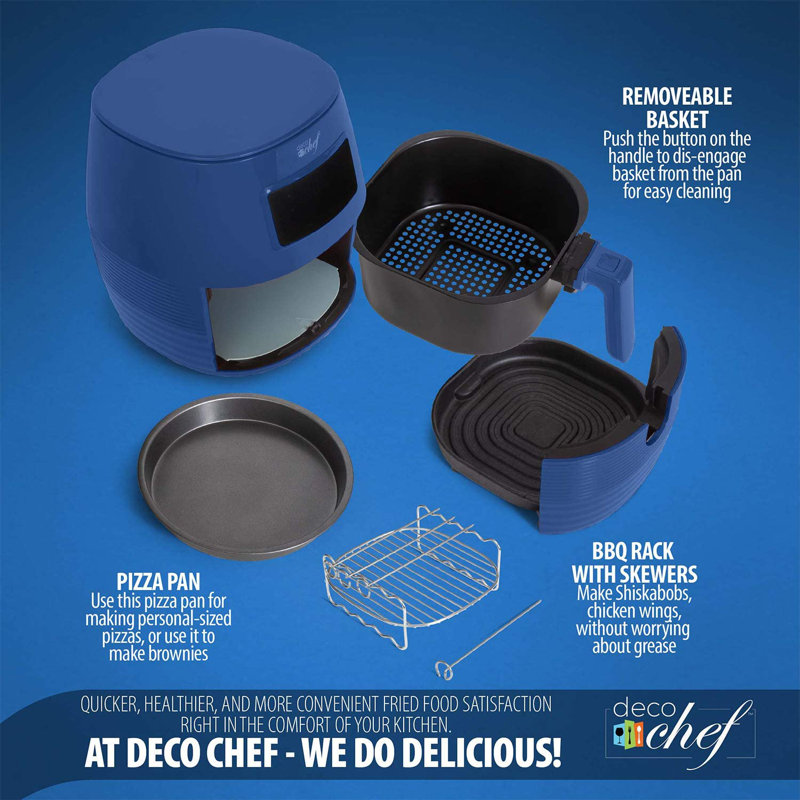 Deco Chef 5.8 Qt Blue Digital Electric Air Fryer
