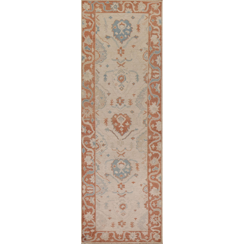 Tapis de couloir unique en laine noué à la main 3 pi 1 po x 10 pi 7 po nouvel âge Oushak