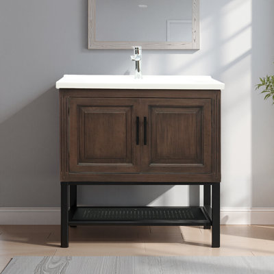 32" Single Bathroom Vanity with MGO Cabinet, Porcelain Top & Faucet Included
