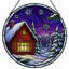 12"H Winter Cabin Stained Glass Window Panel-205050864