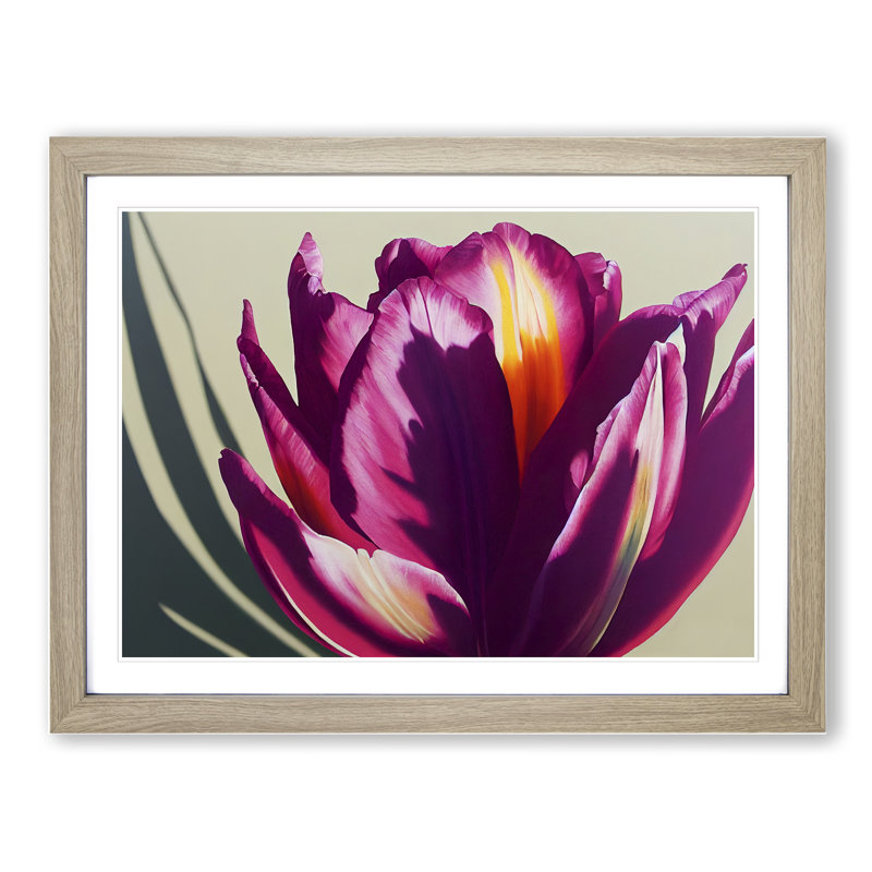 Flourishing Flower - Single Picture Frame Print, 46cm H x 64cm W x 2cm D, Oak