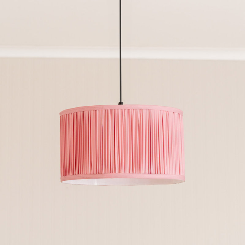 20cm H Silk Drum Lamp Shade ( Slip-On ), Pink, 20cm H x 35cm W x 35cm D