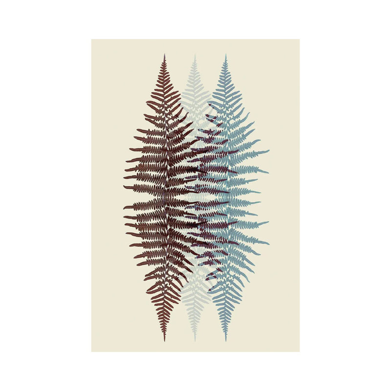 Chocolate and Teal Fern Pattern 1 Piece Wrapped Canvas Wall Art, 101.6 cm H x 66.04 cm W x 1.91 cm D