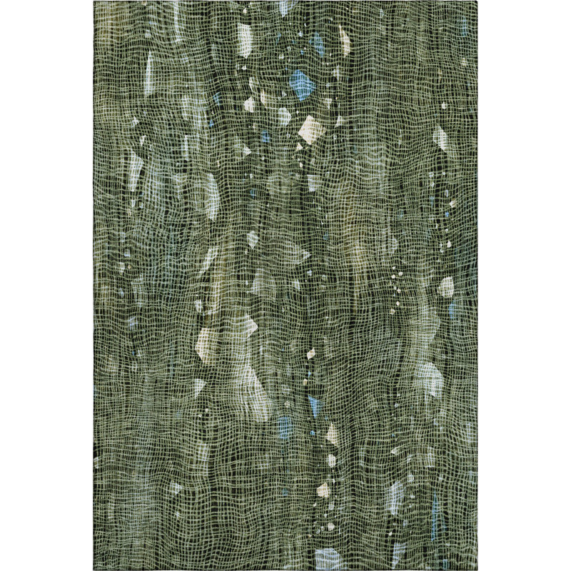 Premium Machine Washable Mayfield AMF2092 Abstract Rug, Teal, 9' x 12'