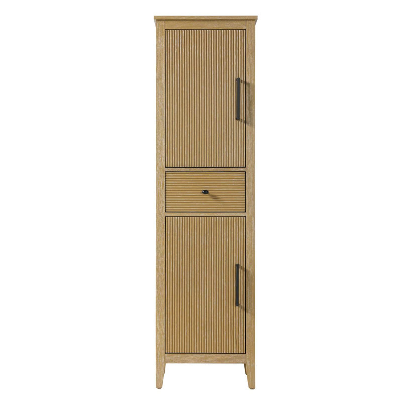20 Inch Bath Storage Cabinet in Linen Oak, 72" H x 20" W x 18" D, Linen Oak