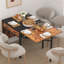 78.74" W Drop Leaf Dining Table For 2-8 People, Extendable Kitchen Dining Table With 4 Fabric Drawers